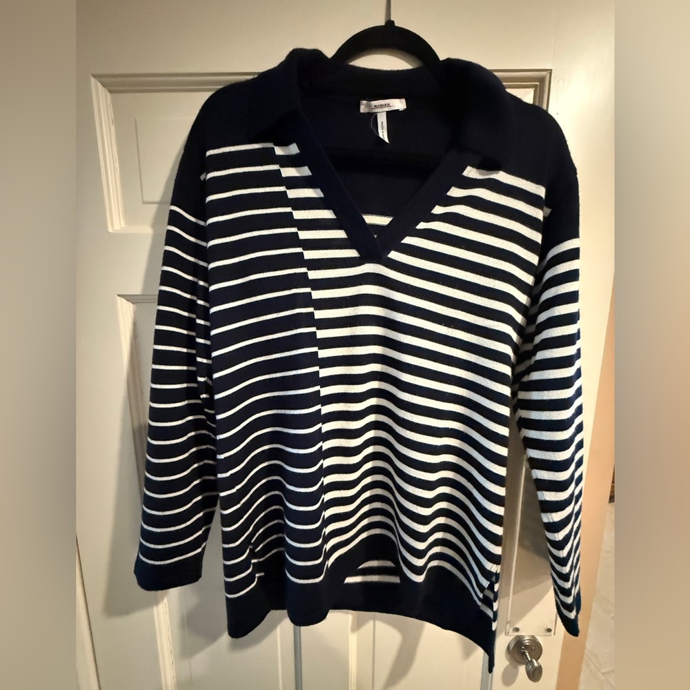 Navy and White Striped Rodier Sweater